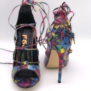 Women’s multi colored snake skin heels